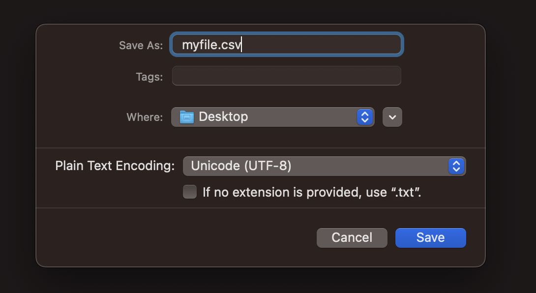 saving a file with no extension